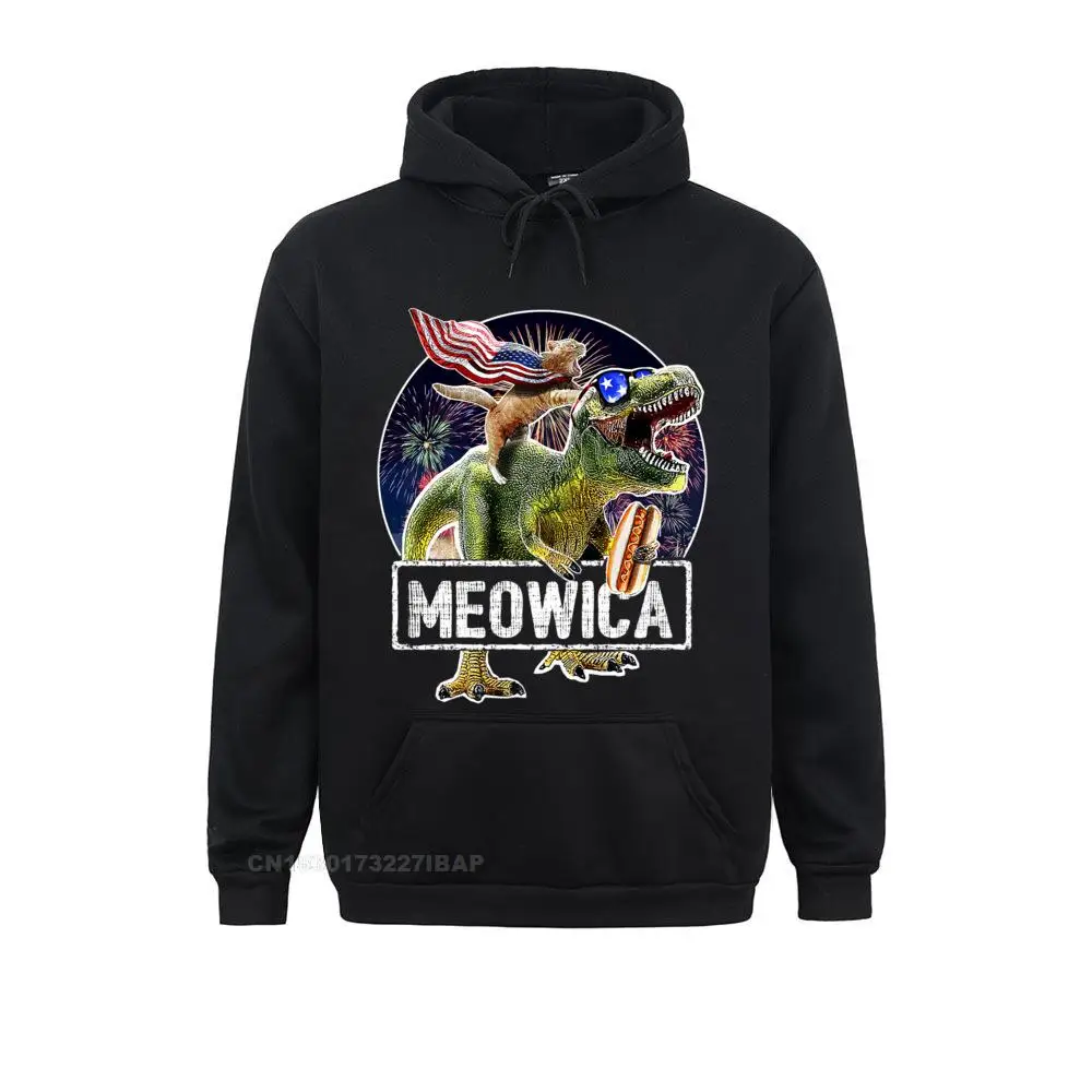 

Meowica American Flag Cat T Rex Dinosaur 4th Of July Shirt Sweatshirts Plain Chinese Style Man Hoodies Group Clothes