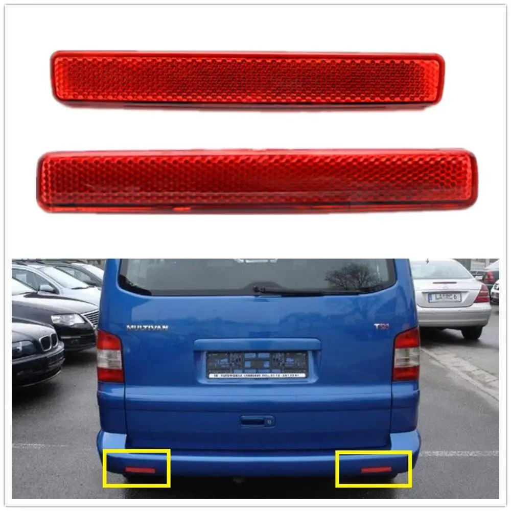 2Pcs Left & Right For VW Multivan  T5 2003-2009 Red Rear Bumper Reflector Tail Light Bars Brake Parking Warning