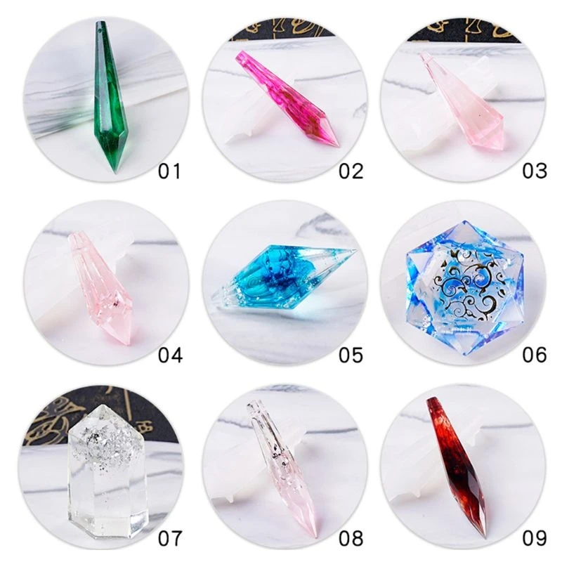 1 Set Kristal Epoxy Resin Cetakan Pendulum Casting Cetakan Silikon Buatan Tangan DIY Kerajinan Anting-Anting Kalung Pendant Perhiasan Pembuatan Alat