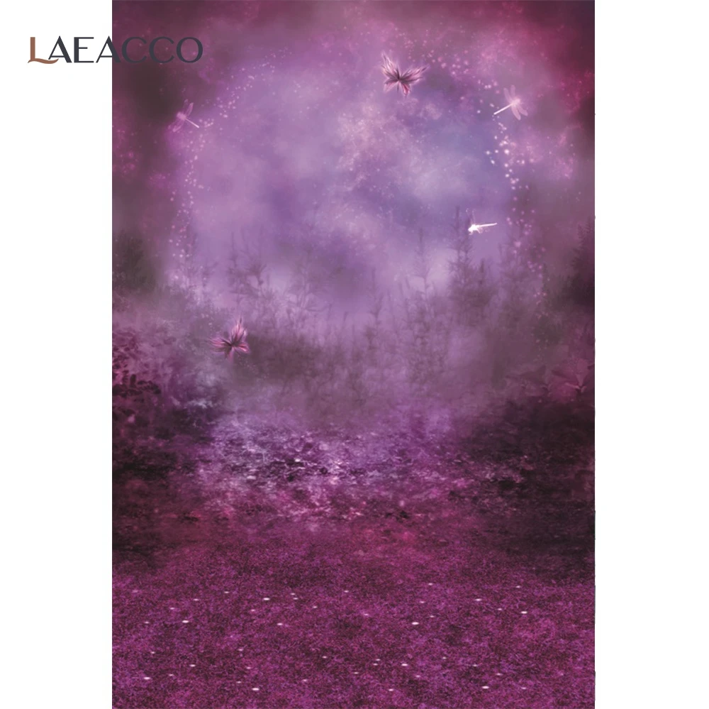 Laeacco Viola Misty Farfalla Scena Ritratto Personalizzato Baby Shower Fotografia Sfondi Foto Contesti Per Photo Studio Decor