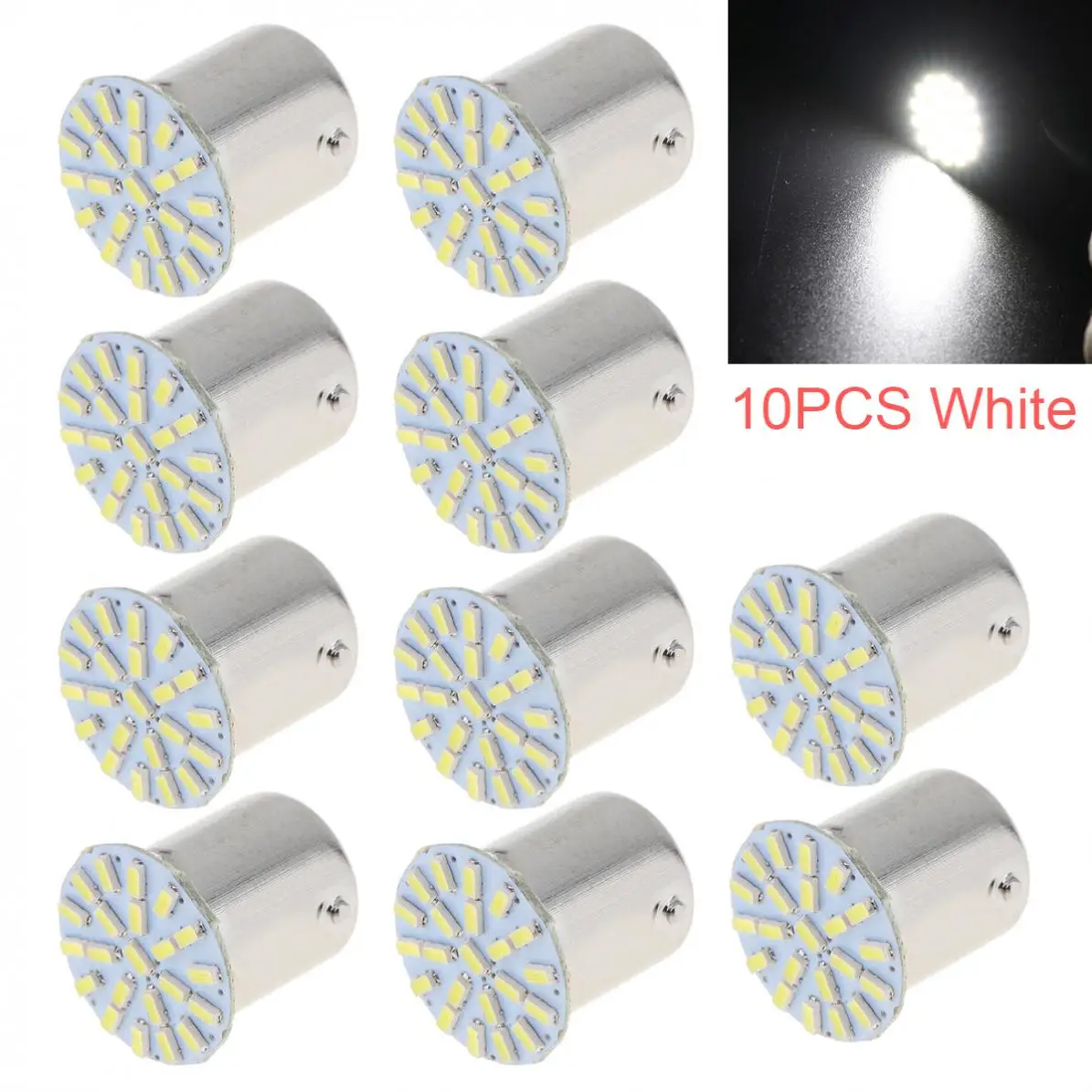 10pcs White 12V 4W 1156 BA15S 22-SMD LED Light bulb Turn Signal Backup P21W 382 7506