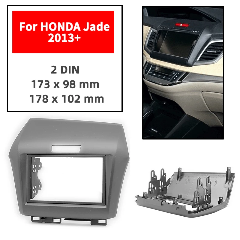 

Double Din Radio Fascia for HONDA Jade 2013+ Panel Dash Mount Installation Trim Kit Face Black Frame GPS Left Wheel Car