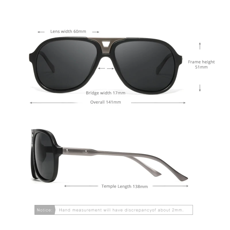 KDEAM Full-rim Pilot Photochromic Sunglasses Polarized Men and Women 100% UV-protective Driving Sun Glasses With Case