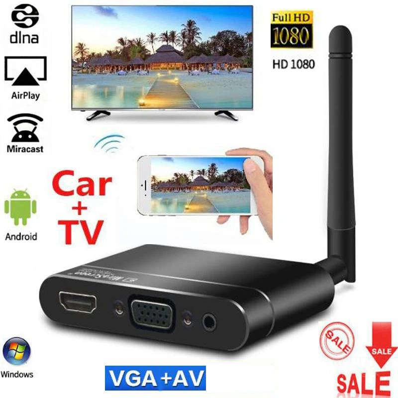 Mirascreen беспроводной HDMI + VGA + RCA TV Stick Miracast Airplay автомобильный зеркальный экран зеркальное отображение дома Wifi Дисплей для