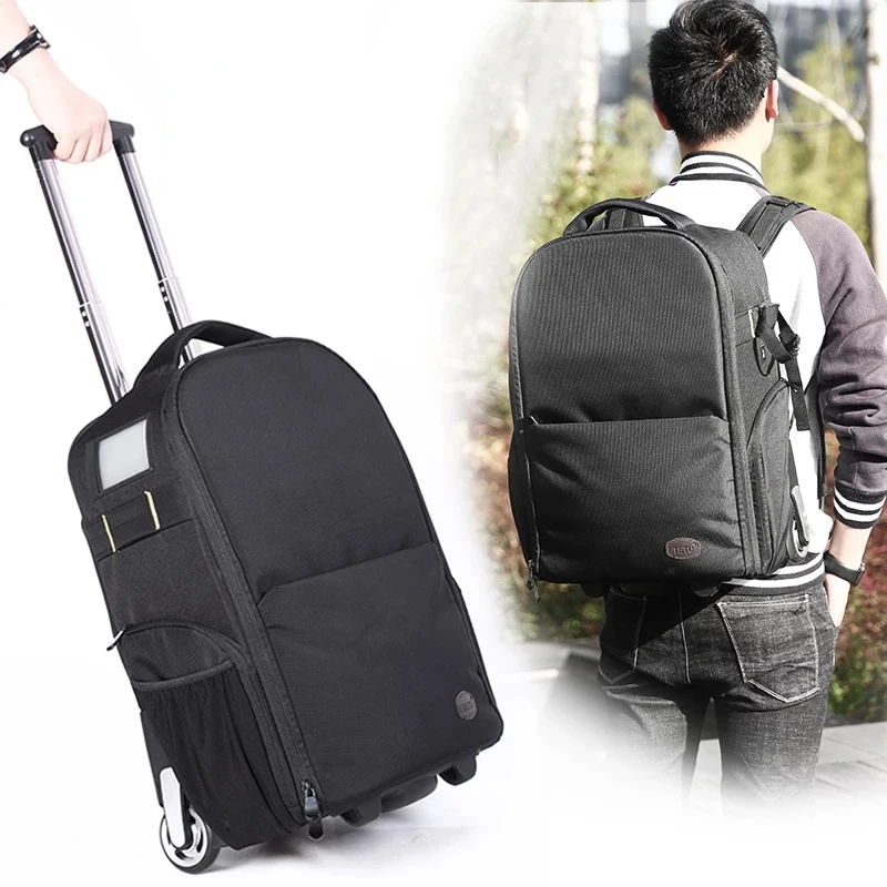 Camera Trolley Suitcase on wheels trolley Backpack travel Bag SLR luggage Casual Digital Backpack Professional photographer bag