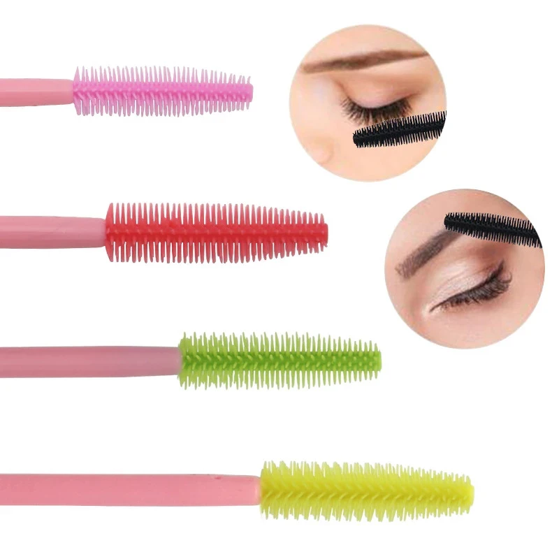 50pcs Silicone Eyelash Brush Eyebrow Comb Microbrush Mascara Wands Applicator False Lash Extension Supplies Eye Brow Makeup Tool