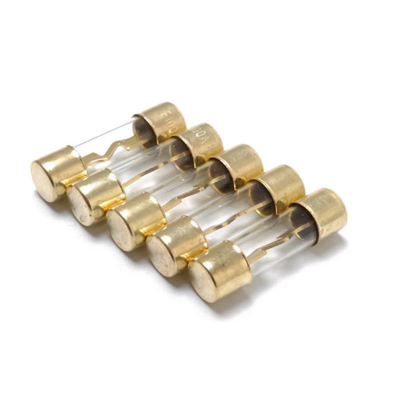 2Pcs 10*38MM Gold Plated Glass AGU Fuse Fuses Pack Car Audio Amp Amplifier 20A 30A 40A 50A 60A 70A 80A 100A