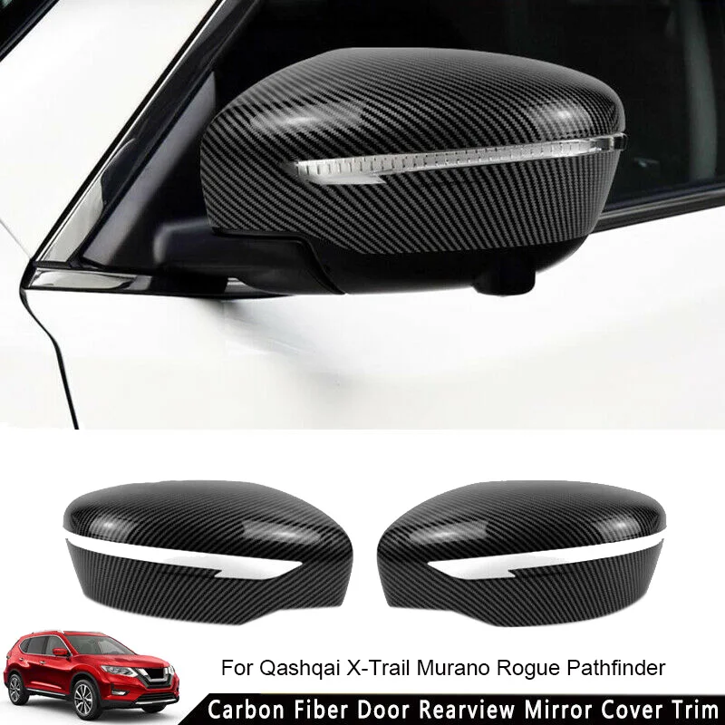 Carbon Fiber Rear View Mirror Cover-Side Mirror Cover Cap for Qashqai X-Trail Murano Rogue Pathfinder 2015-2019