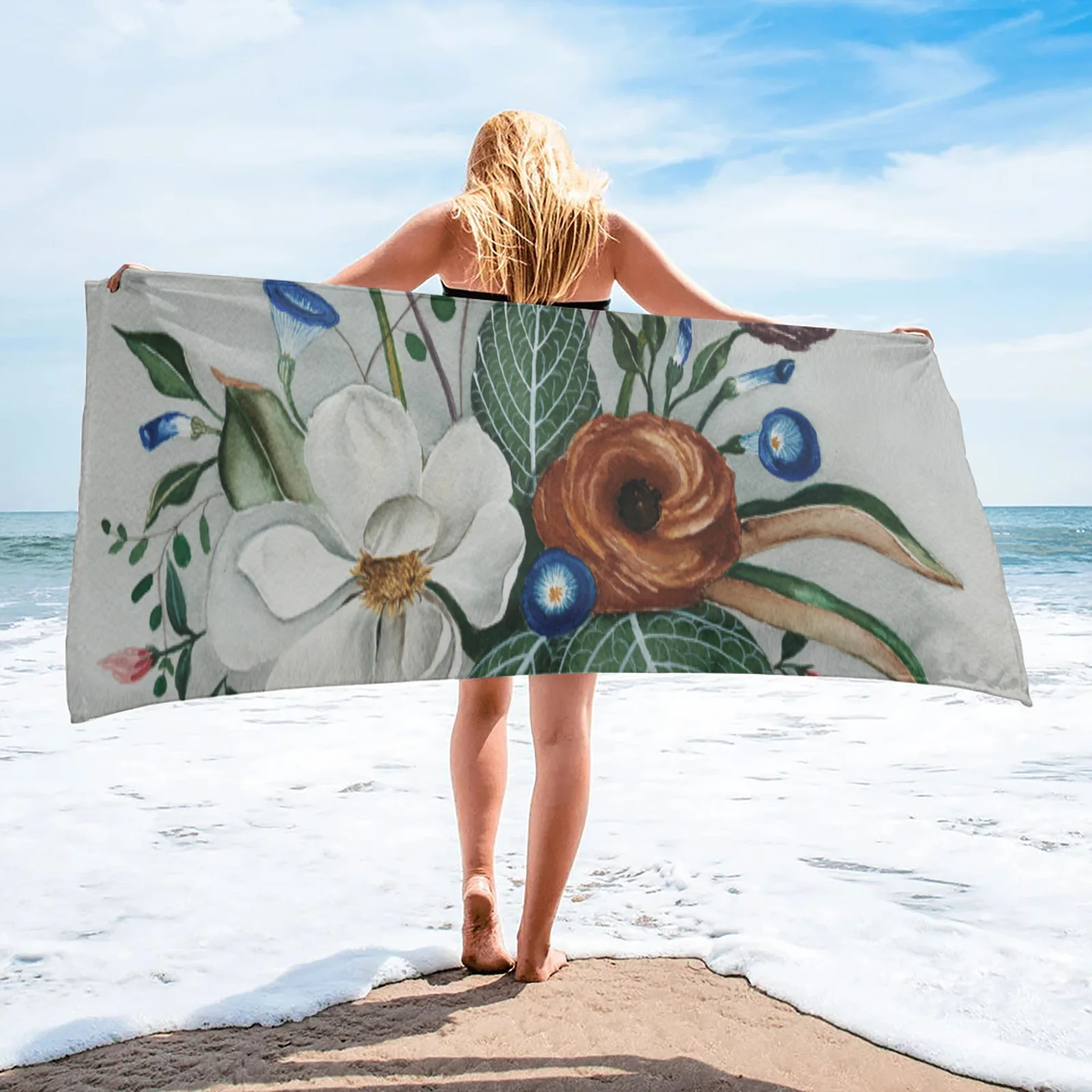 Moody Magnolia Beach Towel Sports Quick Dry Microfiber Towel Beach Blanket for Adults Kids Outdoor Picnic Blanket