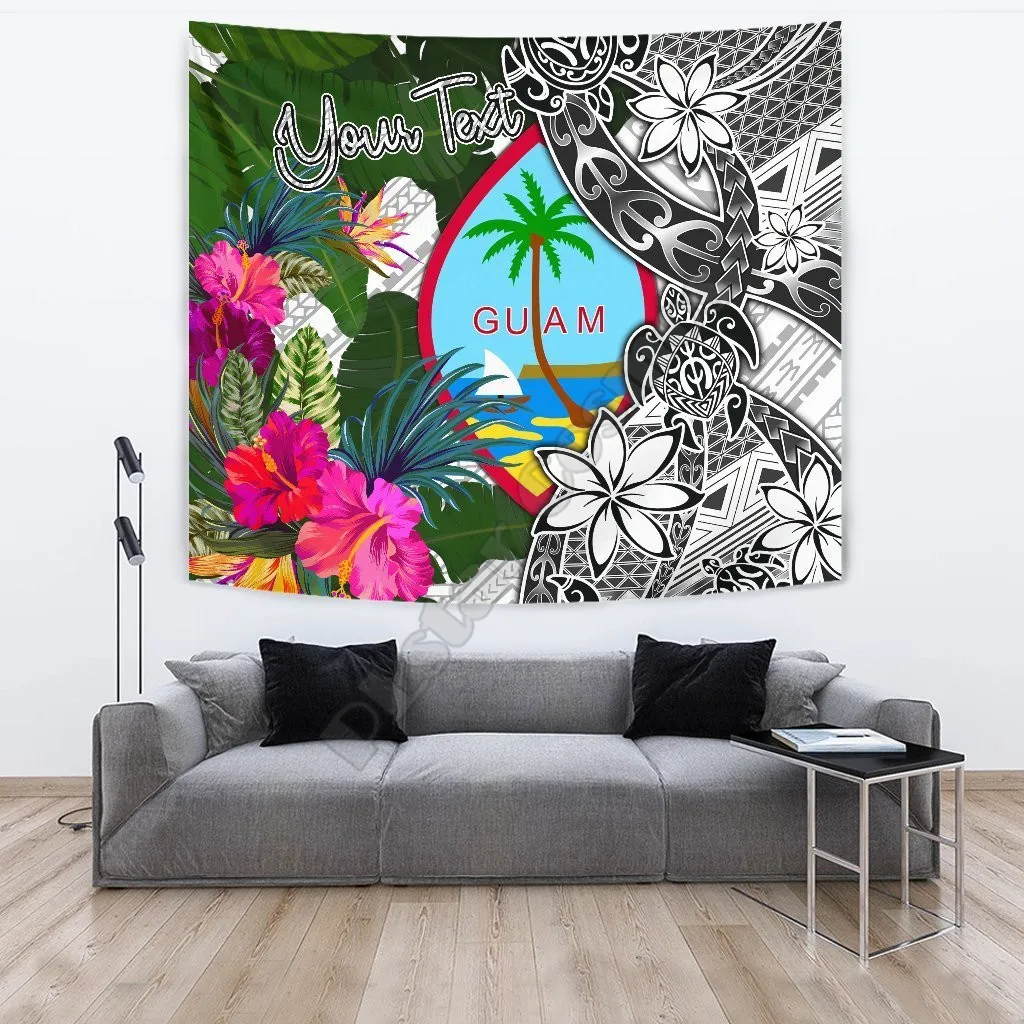 

Guam Custom Personalised Tapestry White Turtle Plumeria Banana 3D Printing Tapestrying Rectangular Home Decor Wall Hanging 02