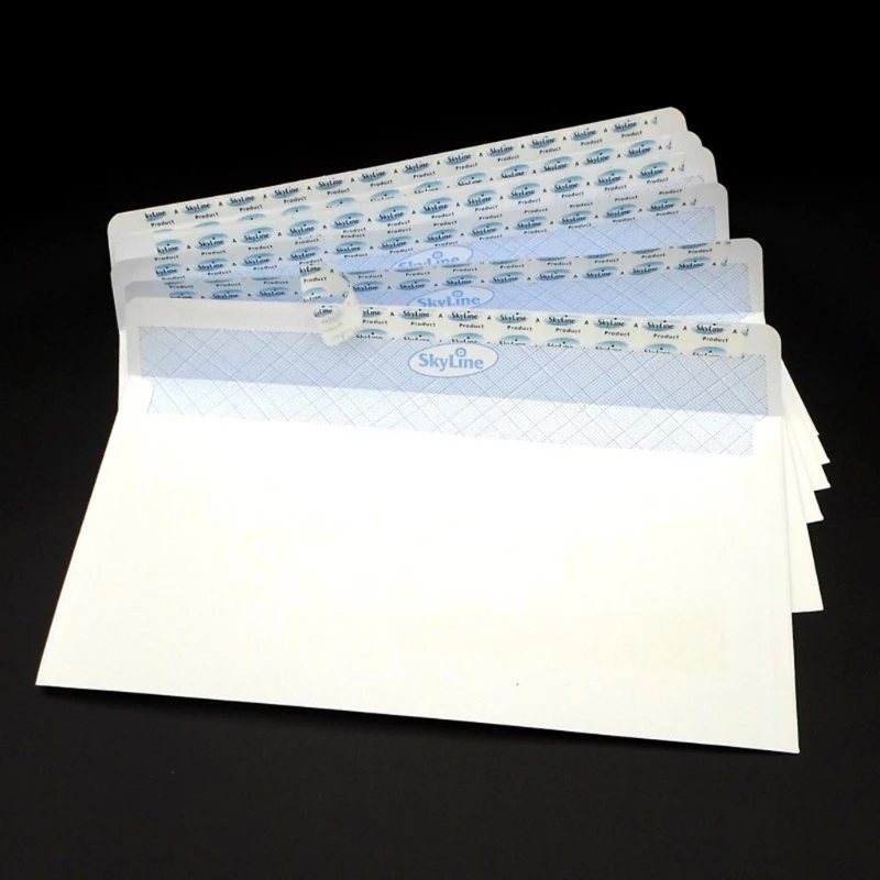 50pcs Security Envelopes with Window Confidential Seal Skyline Envelope for Postcard Letter Greeting Card School Office Supplies