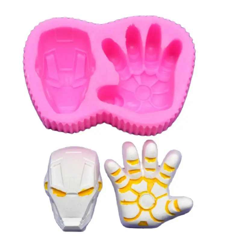 Super Hero Iron Man LOGO Epoxy Resin Silicone Mold for DIY Handmade Ornaments Plaster Candy Jewelry Kids Toys Key Chain Mold