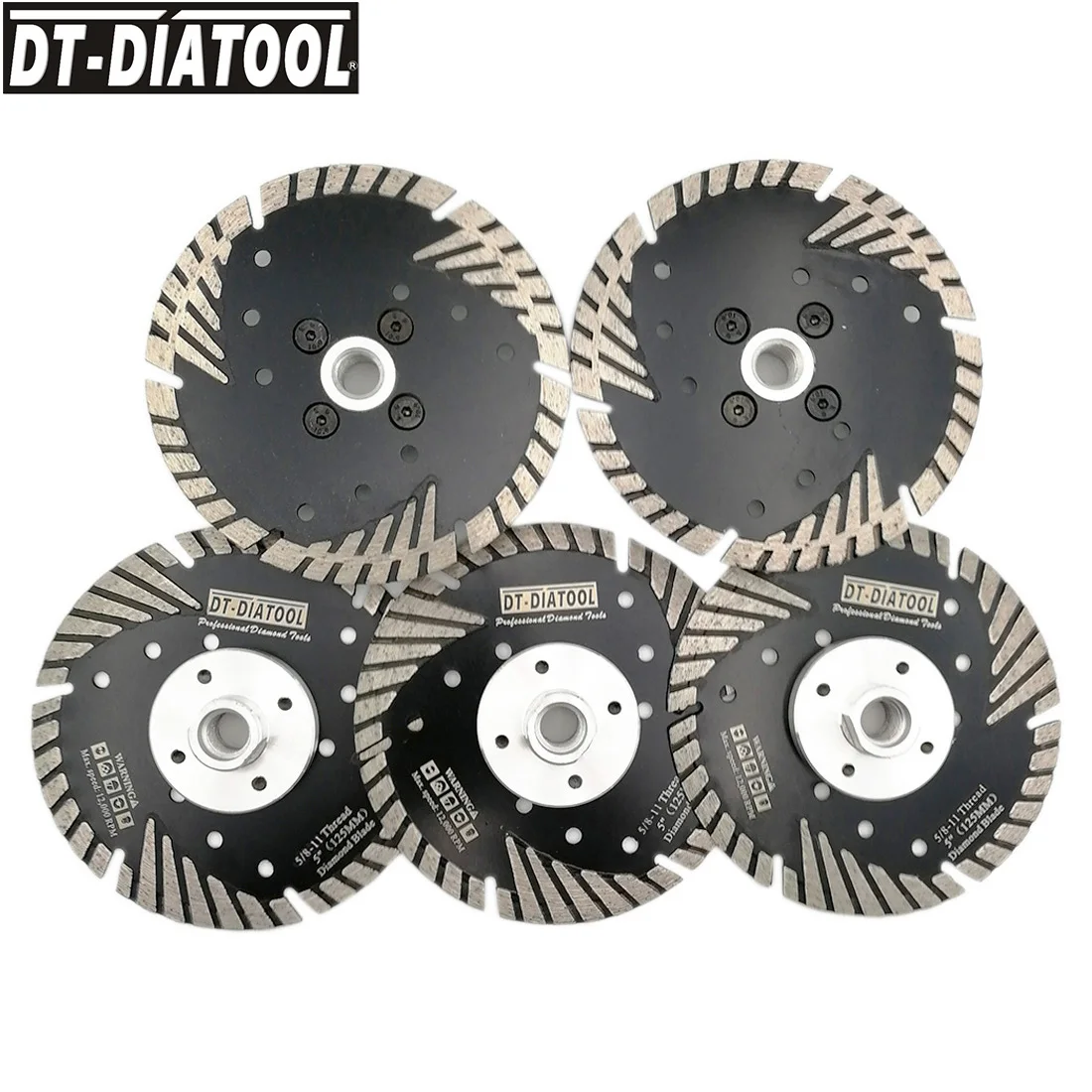 Lames de scie circulaire en diamant pressé à chaud DT-DIATOOL mm/5 ", Protection des dents inclinées 125 – 11, 5 pièces, 5/8