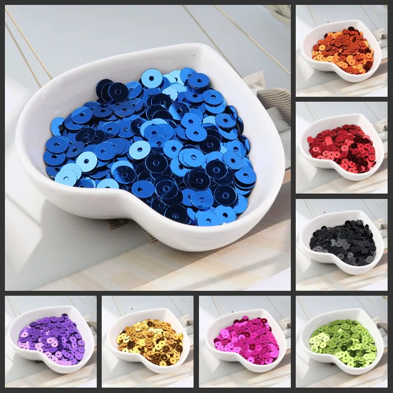 10g/pack 2mm-6mm Flat Round Laser Color Sequin PVC Loose Sequins Paillette for Sewing Wedding Craft, Patches Material