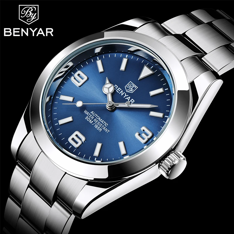 BENYAR Top Brand Fashion Diver Watch Men 50ATM Waterproof Clock Sport Watches Mens Mechanical Wristwatch Relogio Masculino