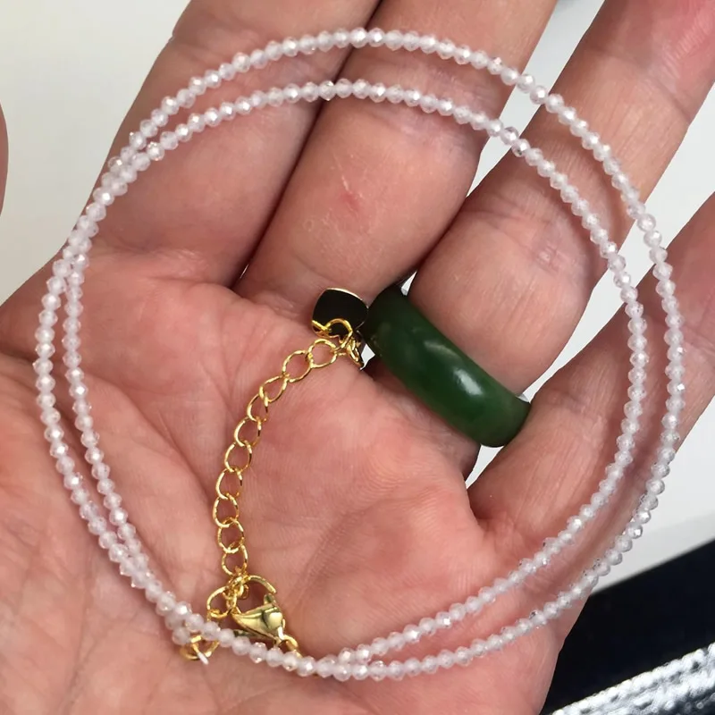 Natürliche Stein Perlen Halsketten 2MM Kleine Größe Facettierte Runde Quarts Turmalin Mini Perlen Halsketten Für Frauen Schmuck Geschenke – Detail 6