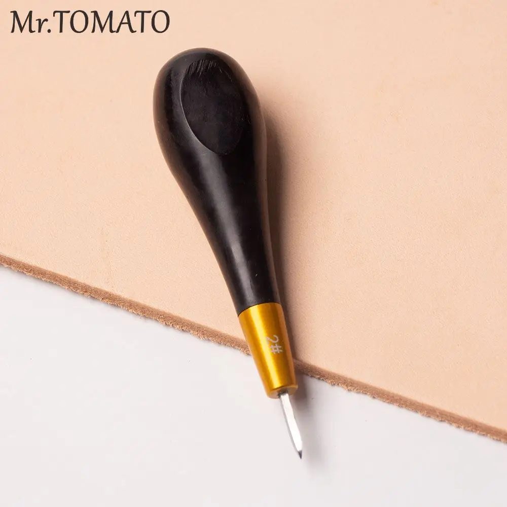 Professional Leather Wood Handle diamond Awl Tools high quality steel Leather craft Stitching Sewing Accessories