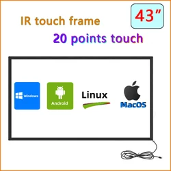 Haitouch ir touch frame 43 Polegada multi kit de sobreposição da tela de toque 20 pontos toque infravermelho painel quadro da tela de toque sem vidro