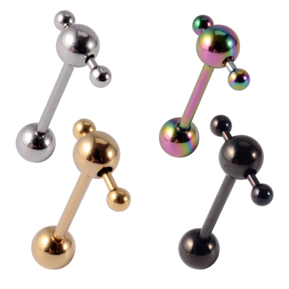 1PC Punk Tongue Nail Middle Finger Surgical Steel Anodizing Prevent Allergic Tongue Barbells Sexy Unisex Body Piercing Jewelry