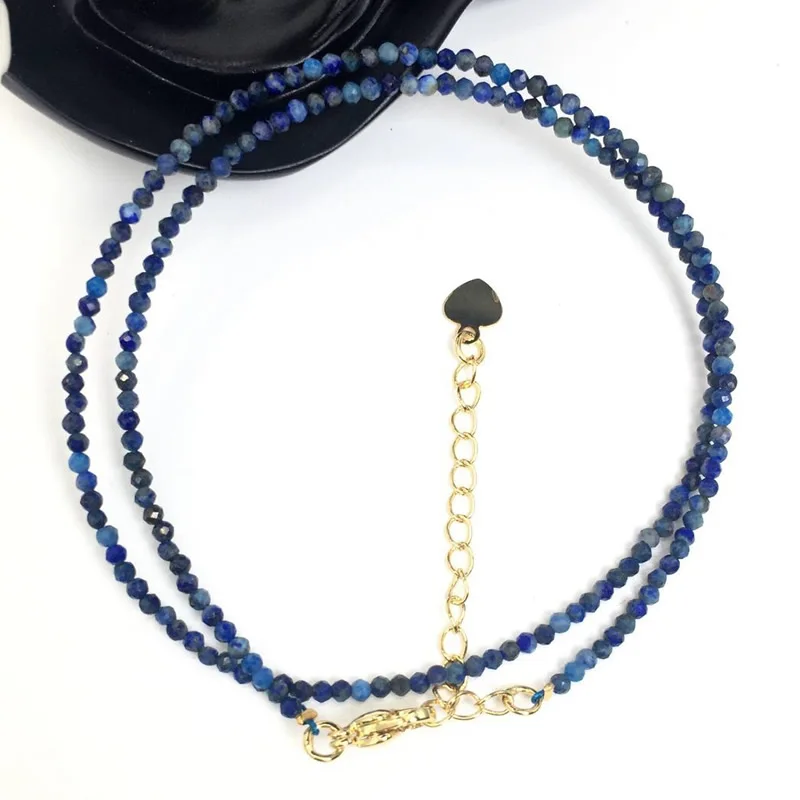 Natürliche Stein Perlen Halsketten 2MM Kleine Größe Facettierte Runde Quarts Turmalin Mini Perlen Halsketten Für Frauen Schmuck Geschenke – Detail 5