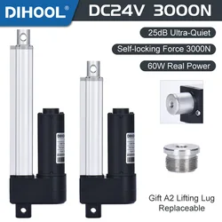 DC 24V 60W Motor Electric Linear Actuator 3000N 2500N 100mm 500mm 800mm 1000mm Stroke Telescopic Piston Garage Opener