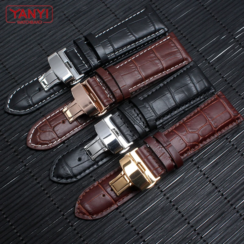 Genuine Leather Watch Strap 21mm 22mm 23mm 24mm watchband pin Clasp mens leather bracelet general watch band alligator grain