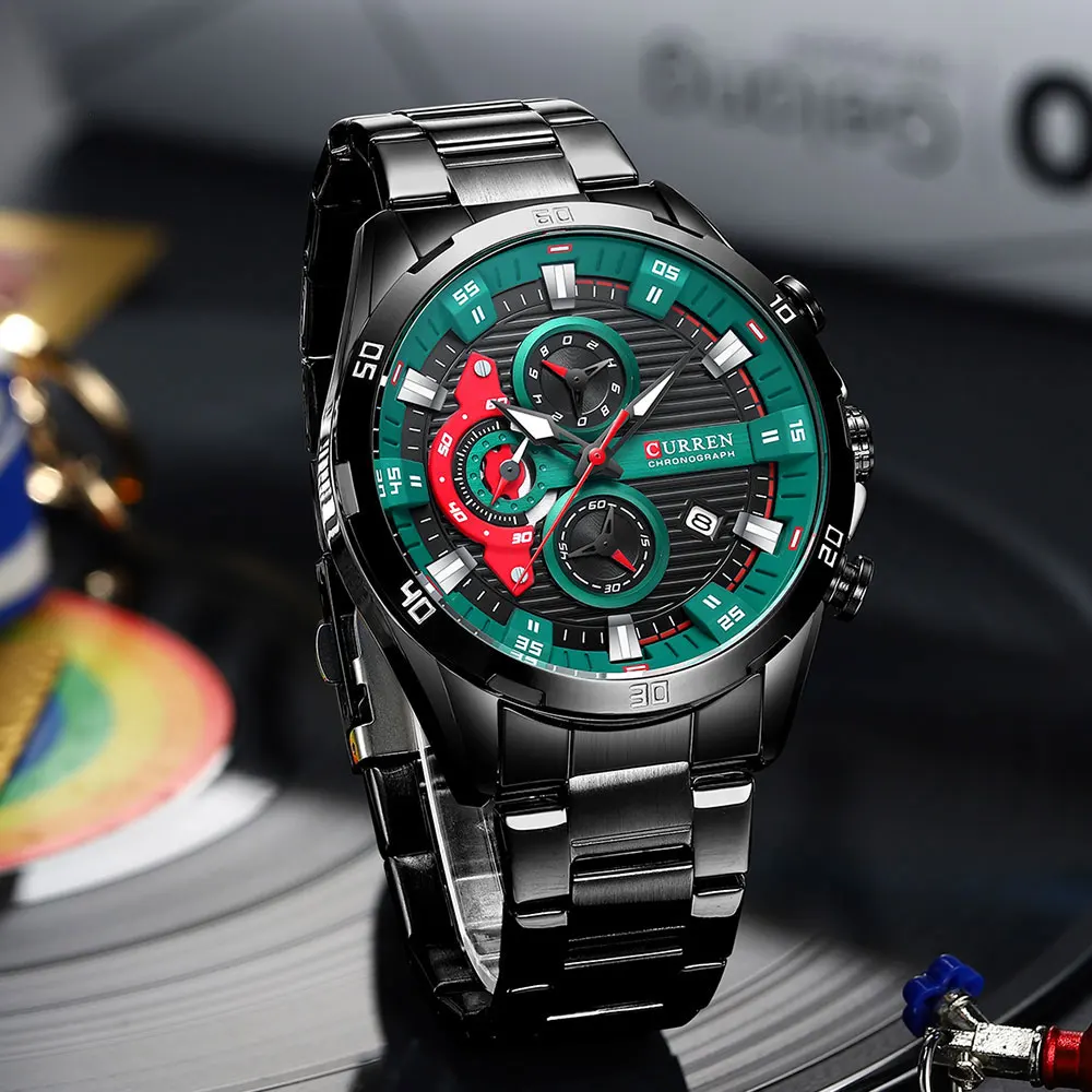 CURREN Männer Uhr Top Marke Luxus Sport Quarz Herren Uhren Voller Stahl Wasserdicht Chronograph Armbanduhr Männer Relogio Masculino – Detail 19
