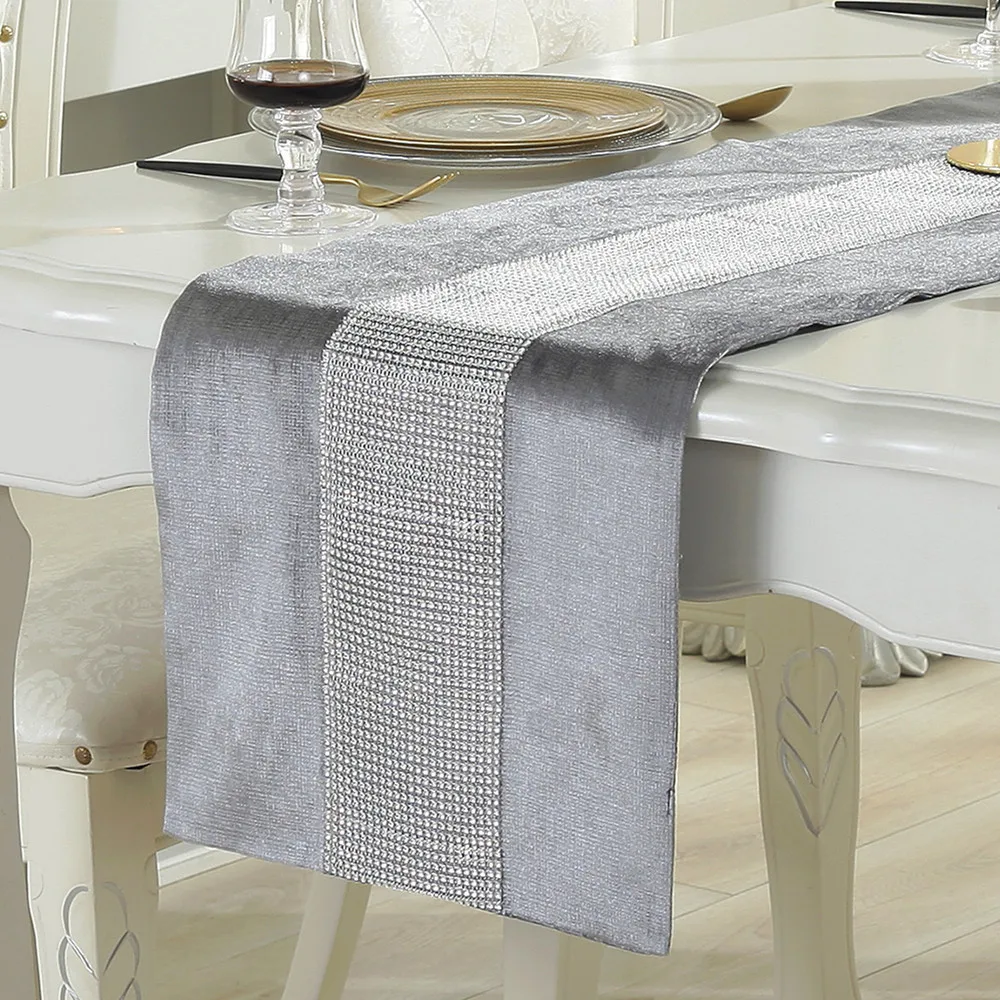 Silver Velvet Table Runner Simple Moderen Table Cover Bed Runner Shoes Cabinet Cover Gray Beige Black Decorative Table Runner