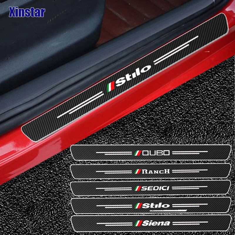 Carbon Fiber Car Door Sills Guards Sticker For Fiat Ranch Sedici QUBO Siena Stilo