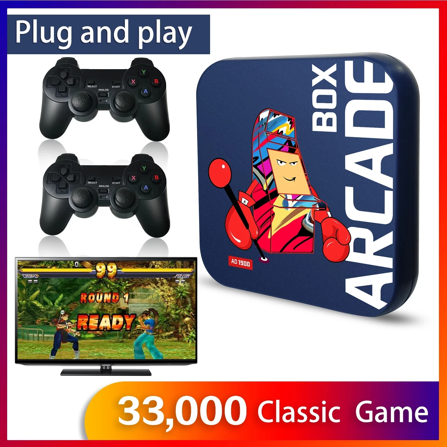 

2022 Arcade Box Game Console for PS1/DC/N64 64GB Classic Retro 33000+ Games Super Console 4K HD Display on TV Projector Monitor