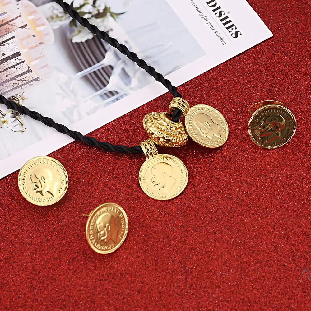 Ethiopian Gold Color Coin Jewelry Set Women Men Africa Coin Eritrea Habesha Jewelry