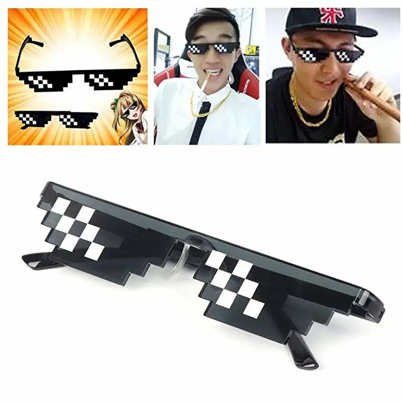 3/6 Bit Thug Life Sunglasses Pixelated Men Women Brand Party Eyeglasses Mosaic UV400 Vintage Eyewear Unisex Gift Toy Glasses