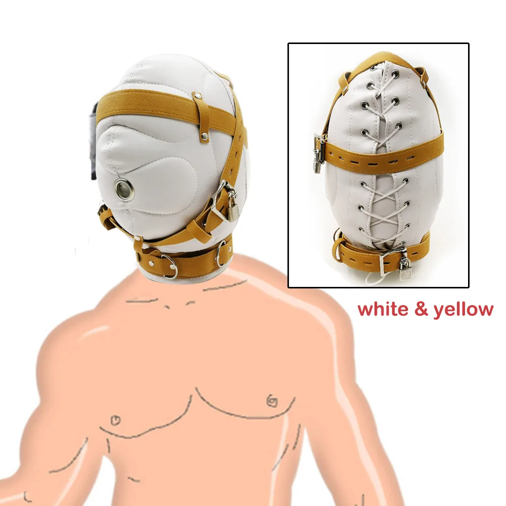 Enclosed Headgear Adult Games Products Soft Sexy Fetish PU Leather Restraints Hood Mask Slave Gay Sex Toys Bdsm Bondage L1