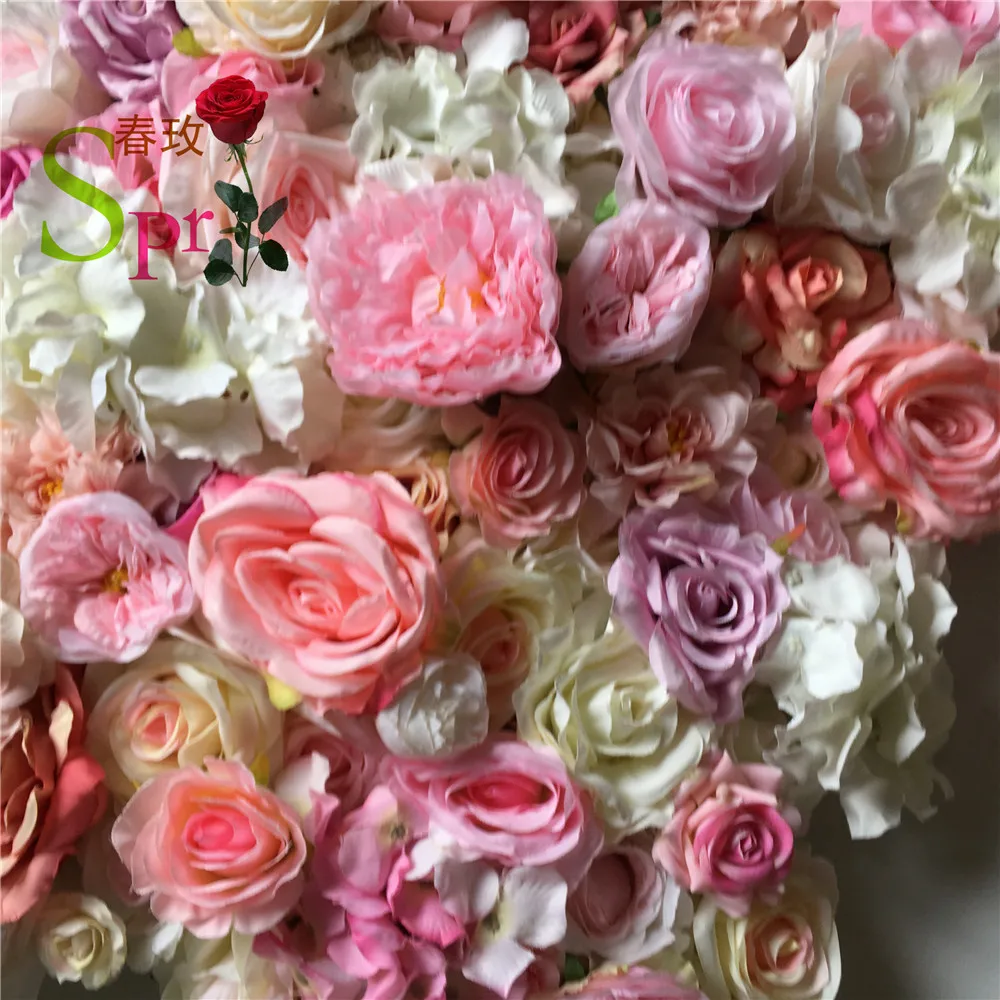 SPR High Quality White Artificial Flower Wall Silk Rose Wall Panels For Wedding backdrop