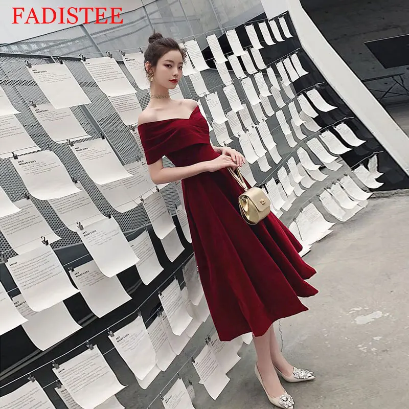 High-end Velour Evening Dresses вечерние платья Robe De Soirée Prom Party Gown Vestidos De Fiesta Off The Shoulder