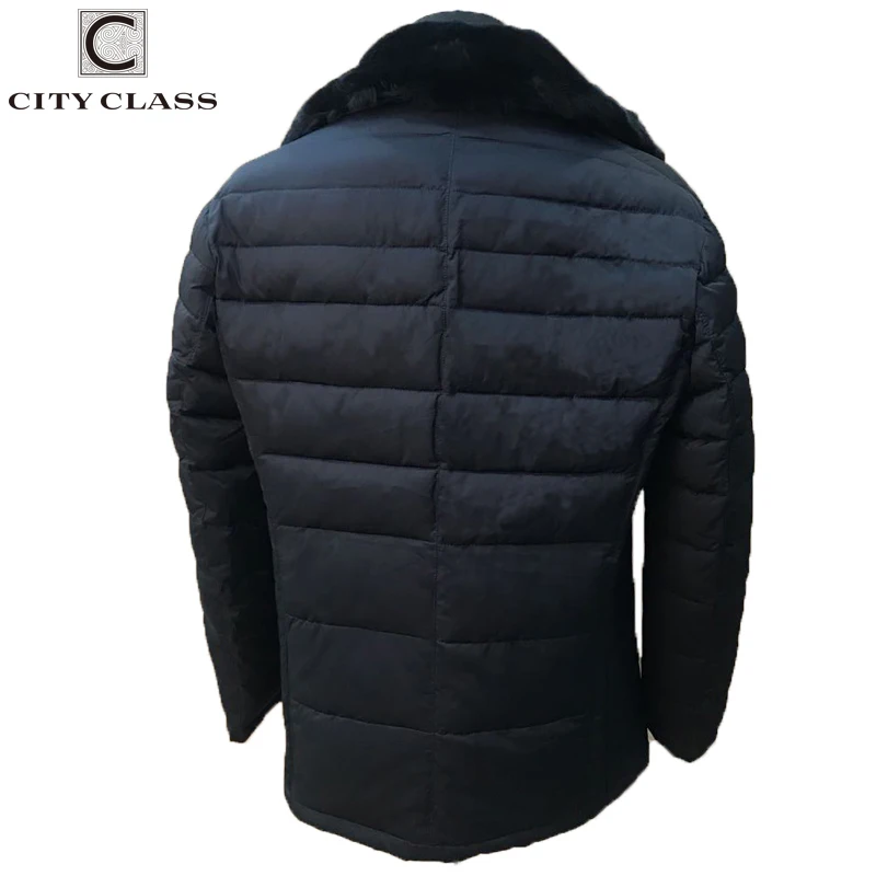 CITY CLASS New Fashion Men Parkas Long Coat Removable Rex Hair Collar Hot Winter Jacket Coat Outwear Warm for Men Top Sale 6100