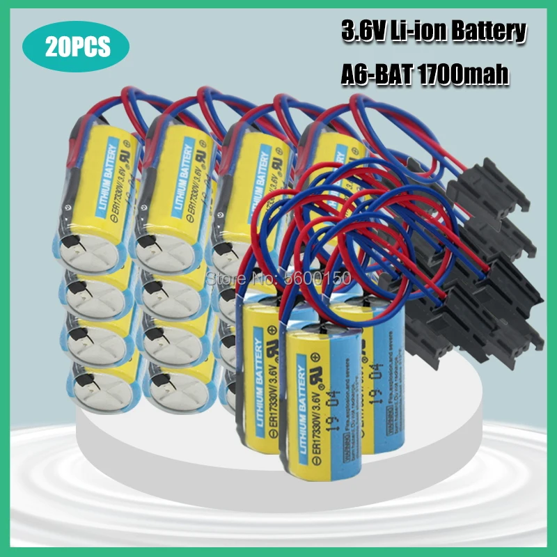 

20PCS A6BAT 3.6V 1700mAh PLC Battery ER17330V Lithium Li-ion 2/3A Batteries For CNC System Servo