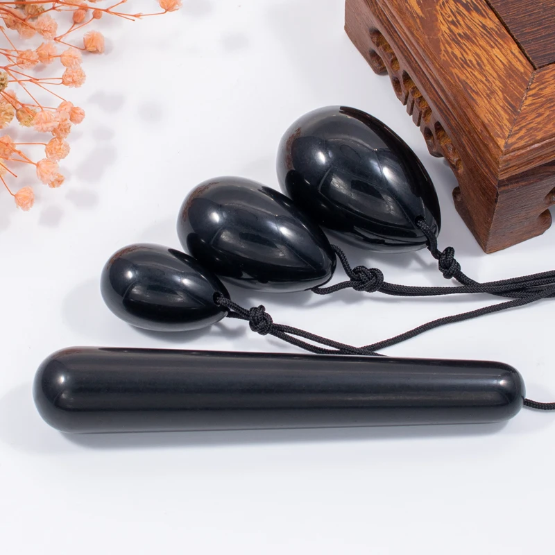 3pcs Natural Jade Stone Yoni Eggs 1pcs Stick Massage Wand Healing Therapy Health Care Tool Set For Women Kegel Exercise Wellness