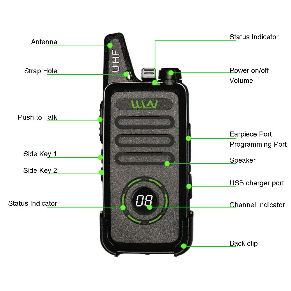 New WLN KD-C1 Plus Walkie Talkie 5W UHF 400-470MHz 16 Channels Mini Portable Radio Communicator Tranceiver Two Way Radio Station