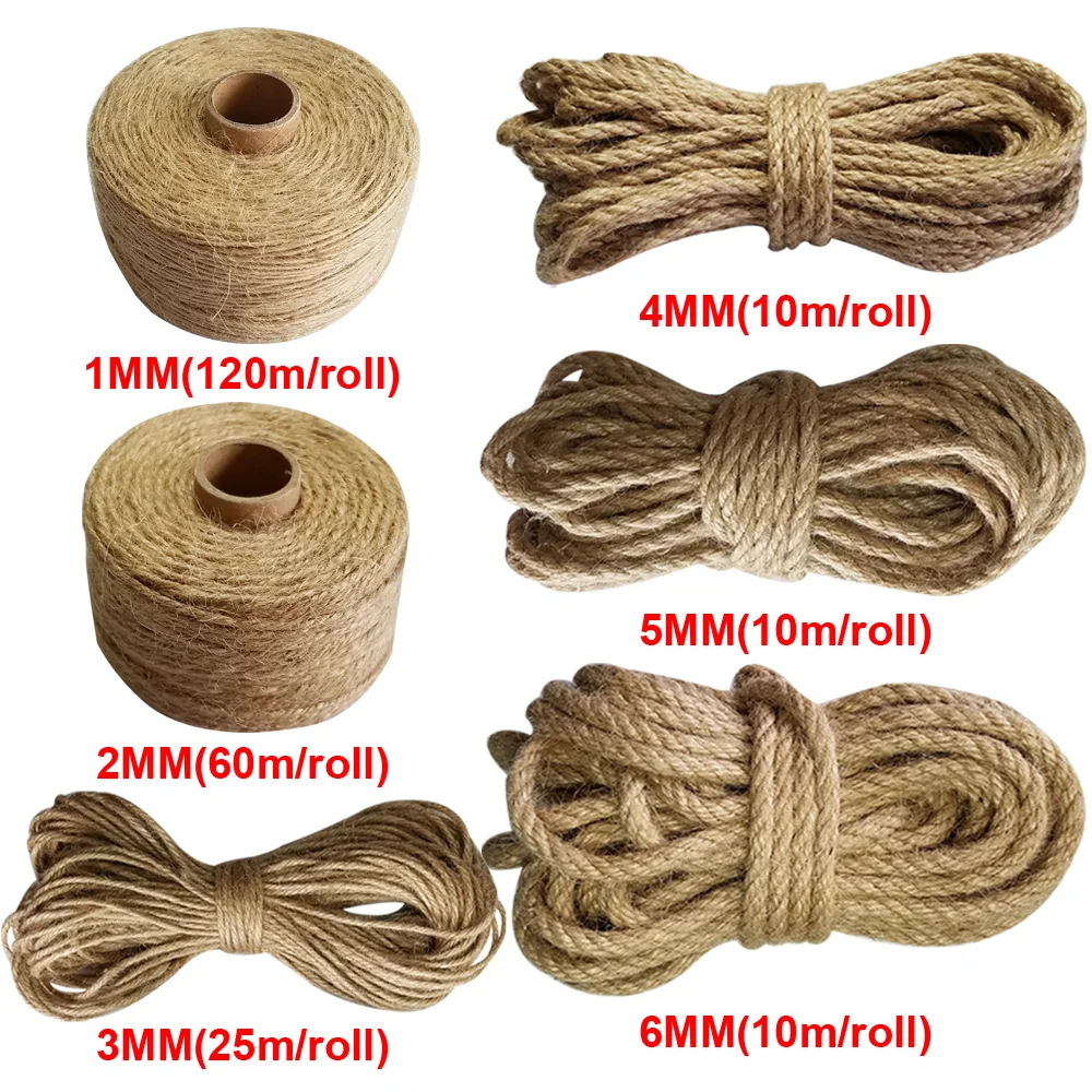 100% Natural Jute thread rope twine macrame cords for decoration handmade DIY