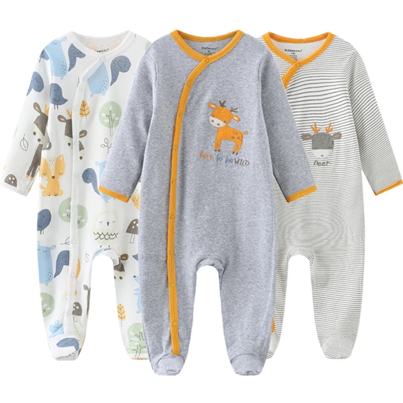 Unisex Baby Romper 2/3Pcs Long Sleeve Jumpsuits For Newborn Boy Girl 2021 Spring 0 to 12 Months Infant Clothes Set 100% Cotton