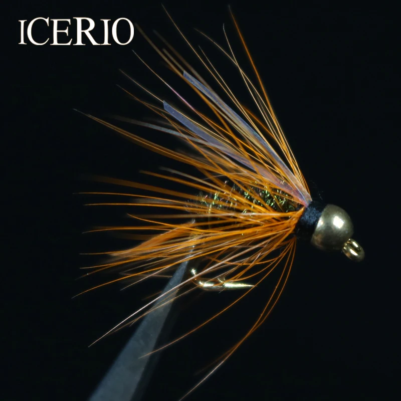 ICERIO 8 шт. латунная бусина голова Hackle Flash принц Нимфа приманки на форель для ловли нахлыстом #12 ICERIO 8 шт. латунная бусина голова Hackle Flash принц Нимфа приманки на форель для ловли нахлыстом #12
