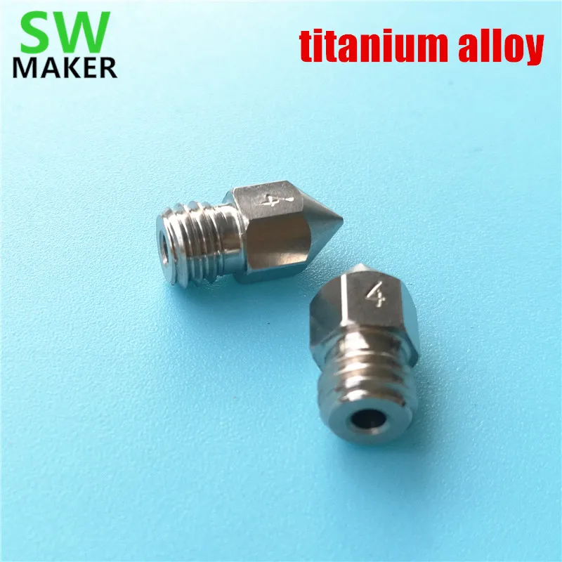 

2pcs NEW Titanium alloy TC4 Nozzle MK8 M6 Threaded 1.75mm 0.4mm For Creality CR-10 ender-3 Pro CR20 Anet A8 3D Printer