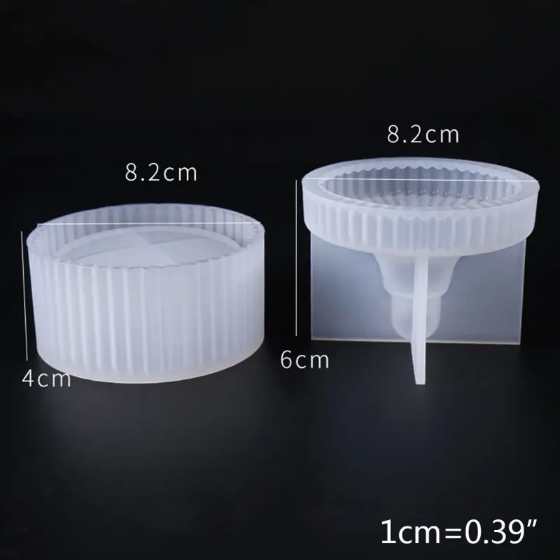 Silicone Mold DIY Crystal Epoxy Molds Round Stripe Jewelry Storage Box Making 203B