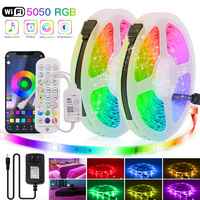 Tuya WiFi Music Control RGB LED Strip Light DC12V 5050 SMD RGB LED Tape 5M 10M 15M 20M Flexible LED Ribbon Rope Light Backlight