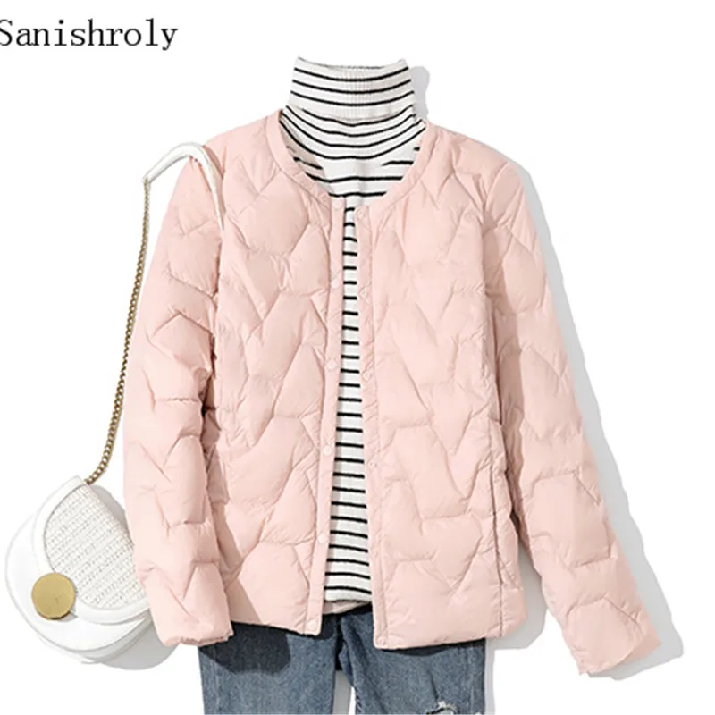 2021 Autumn Winter Ultra Light 90% White Duck Down Women Warm O Neck Lightweight Down Coat Female Short Windproof Parka Jacket