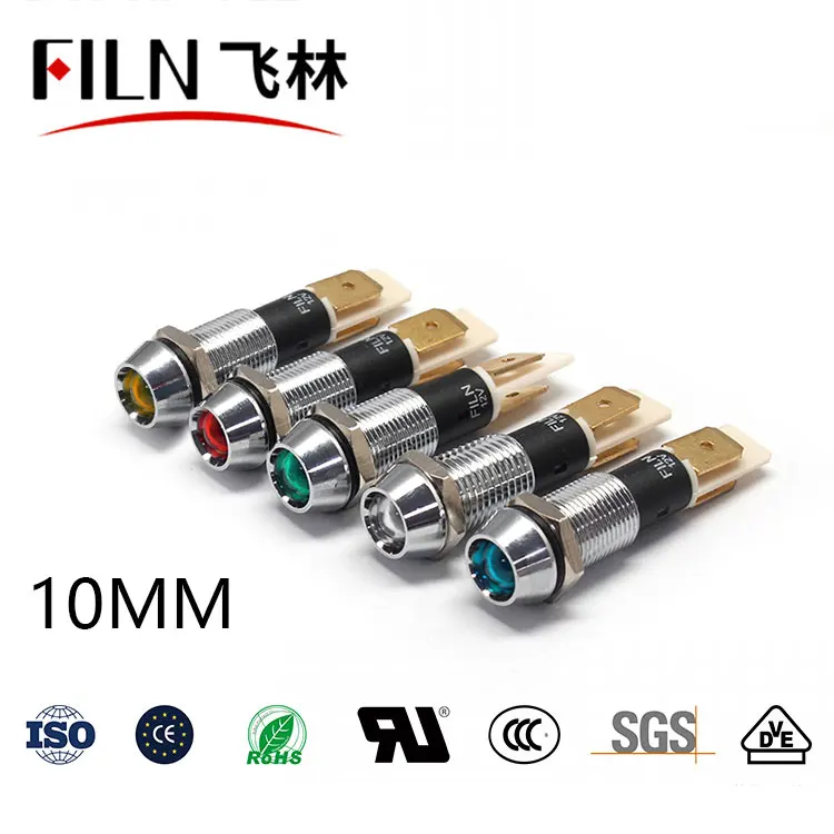 FILN 10mm Hot sale Concave head 12v 24v 220v 110v  pilot lights led indicator light circuit