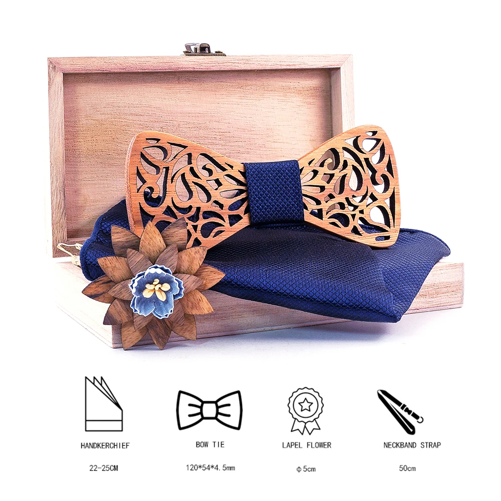 Mahoosive Nieuwe Bloemen Hout Strikjes Voor Mannen Bowtie Hollow Vlinders Bruiloft Pak Houten Bowtie Shirt Krawatte Bowknots Slim Tie