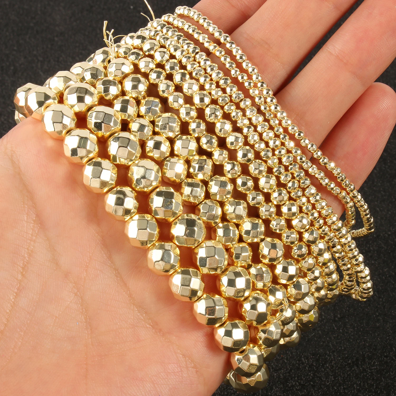 9K Gold Color Hematite Square Heart Round Shape Natural Beads Loose Stone Beads For Jewelry Making DIY Bracelet Necklace 15inch