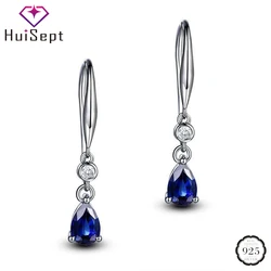 HuiSept Fashion Silver 925 Earrings Water Drop Shape Sapphire Amethyst Zircon Gemstones Jewelry Earrings for Women Wedding Party